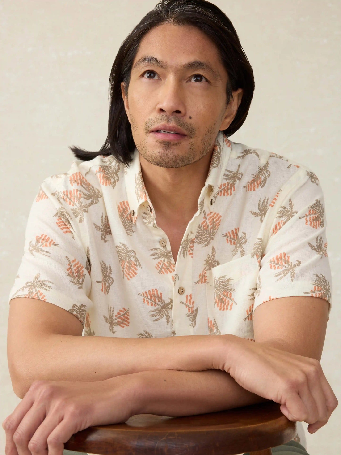 Short-Sleeve Breeze Shirt - Sunlit Palm & Waves
