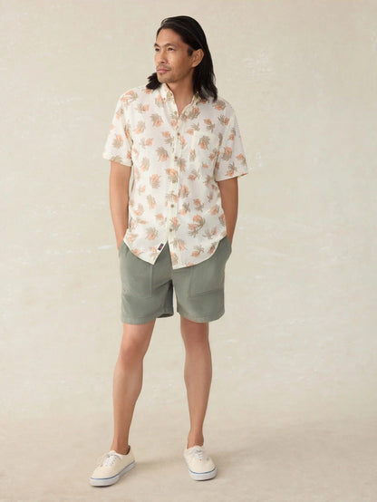 Short-Sleeve Breeze Shirt (Tall) - Sunlit Palm and Waves