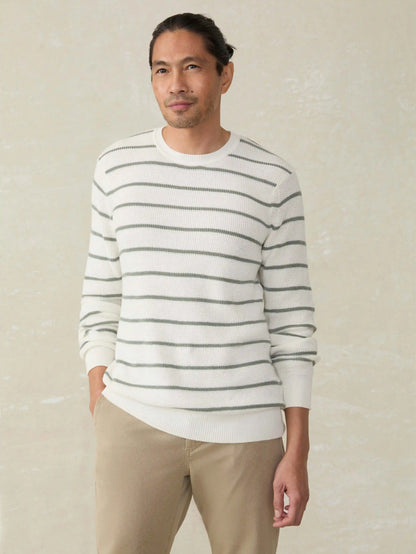 Sunwashed Crewneck Sweater - White Sage Stripe