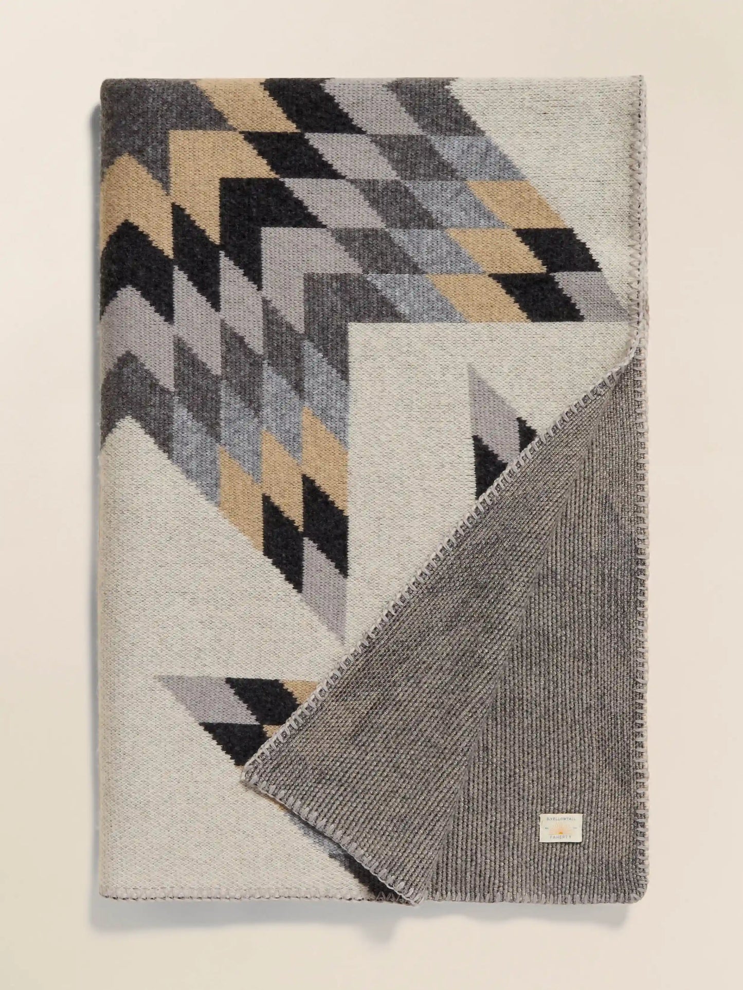 B. Yellowtail Star Patchwork Blanket - Grey Star Patchwork
