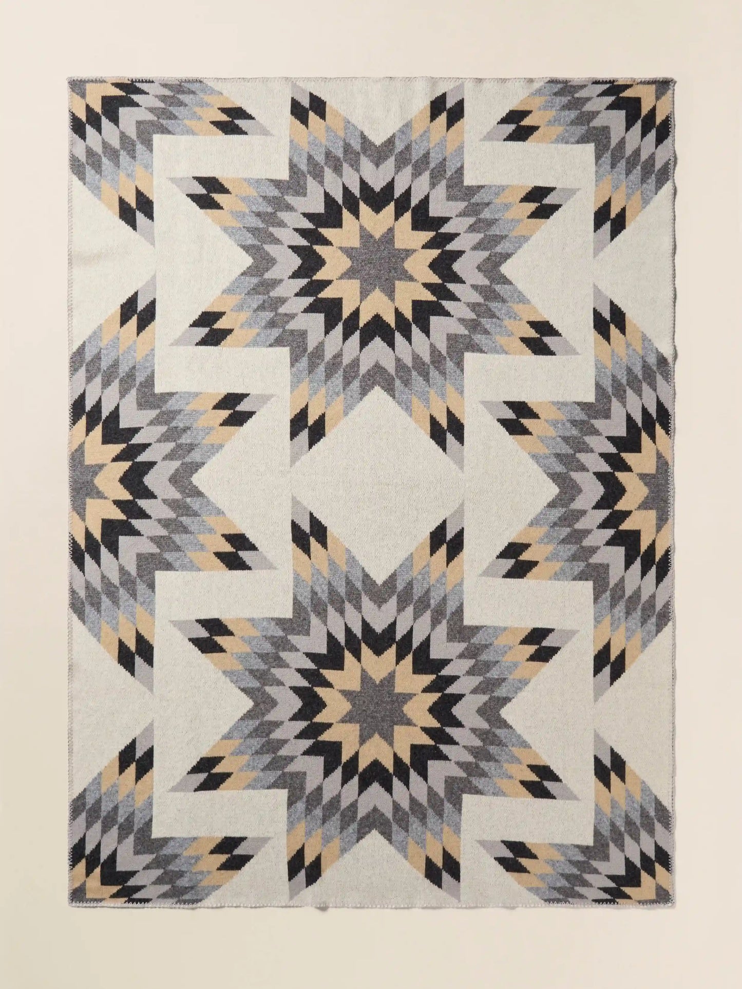 B. Yellowtail Star Patchwork Blanket - Grey Star Patchwork