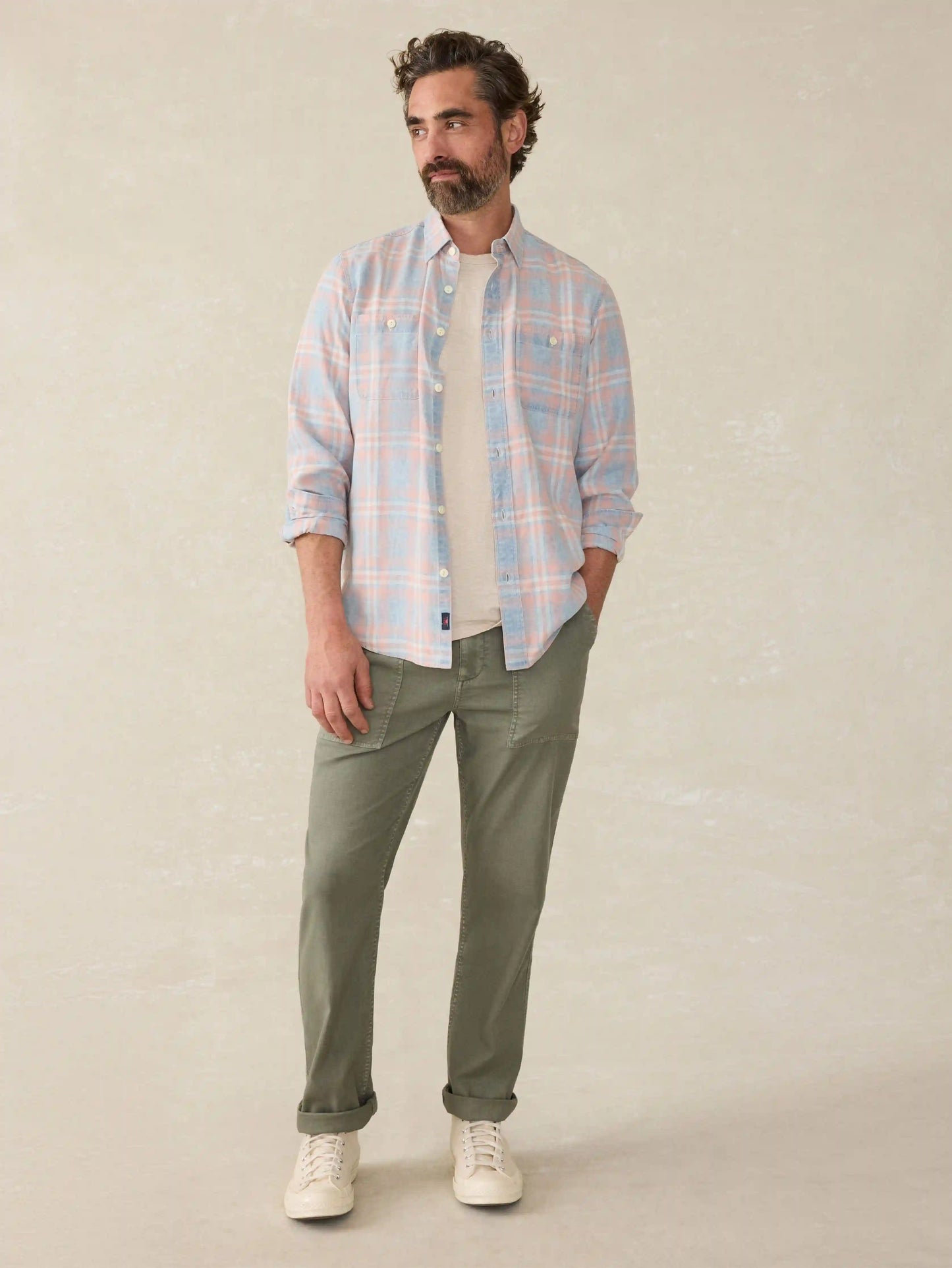 Tried & True Chambray Workshirt - Coral Bay Plaid