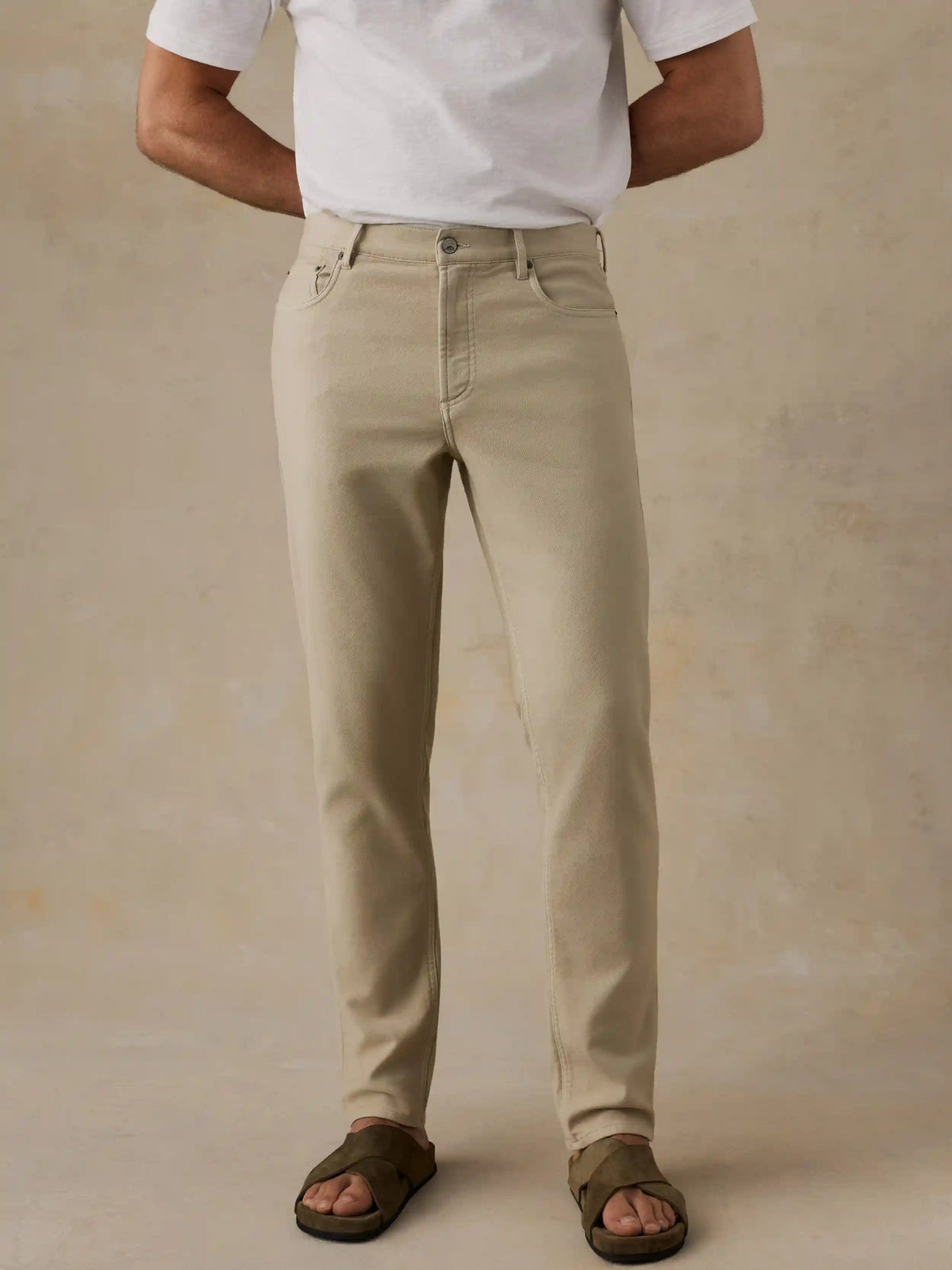 Stretch Terry 5-Pocket Athletic Fit Pant - Stone