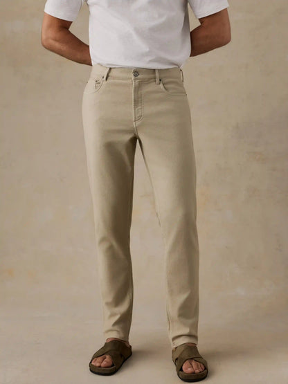 Stretch Terry 5-Pocket Athletic Fit Pant - Stone