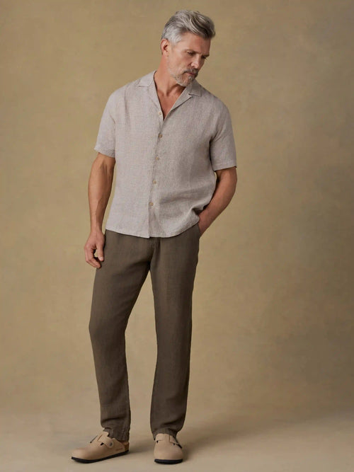 Linen Drawstring Pant - Dark Palm