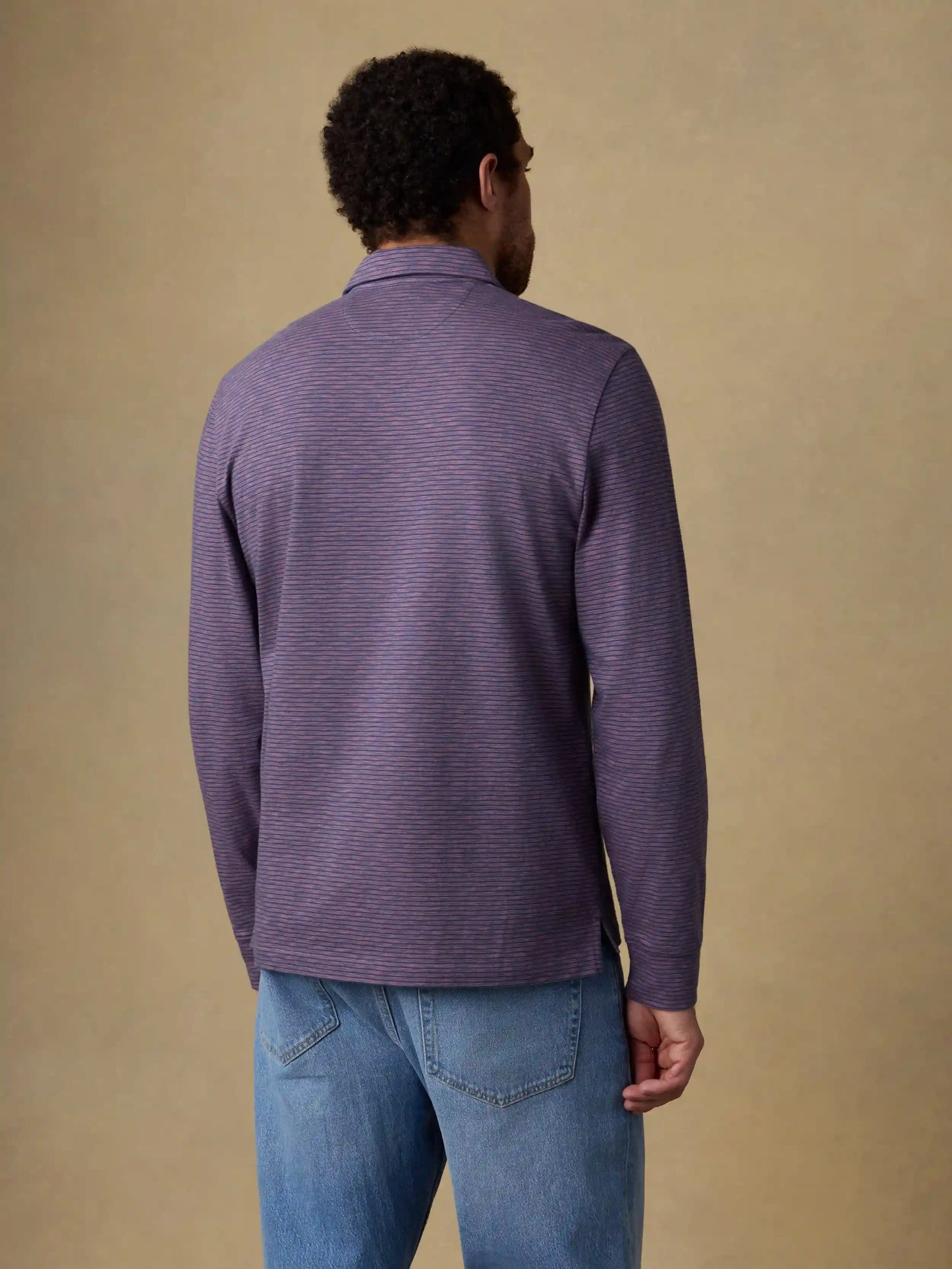 Long-Sleeve Sunwashed T-Shirt Polo - Dune Stripe Nightfall