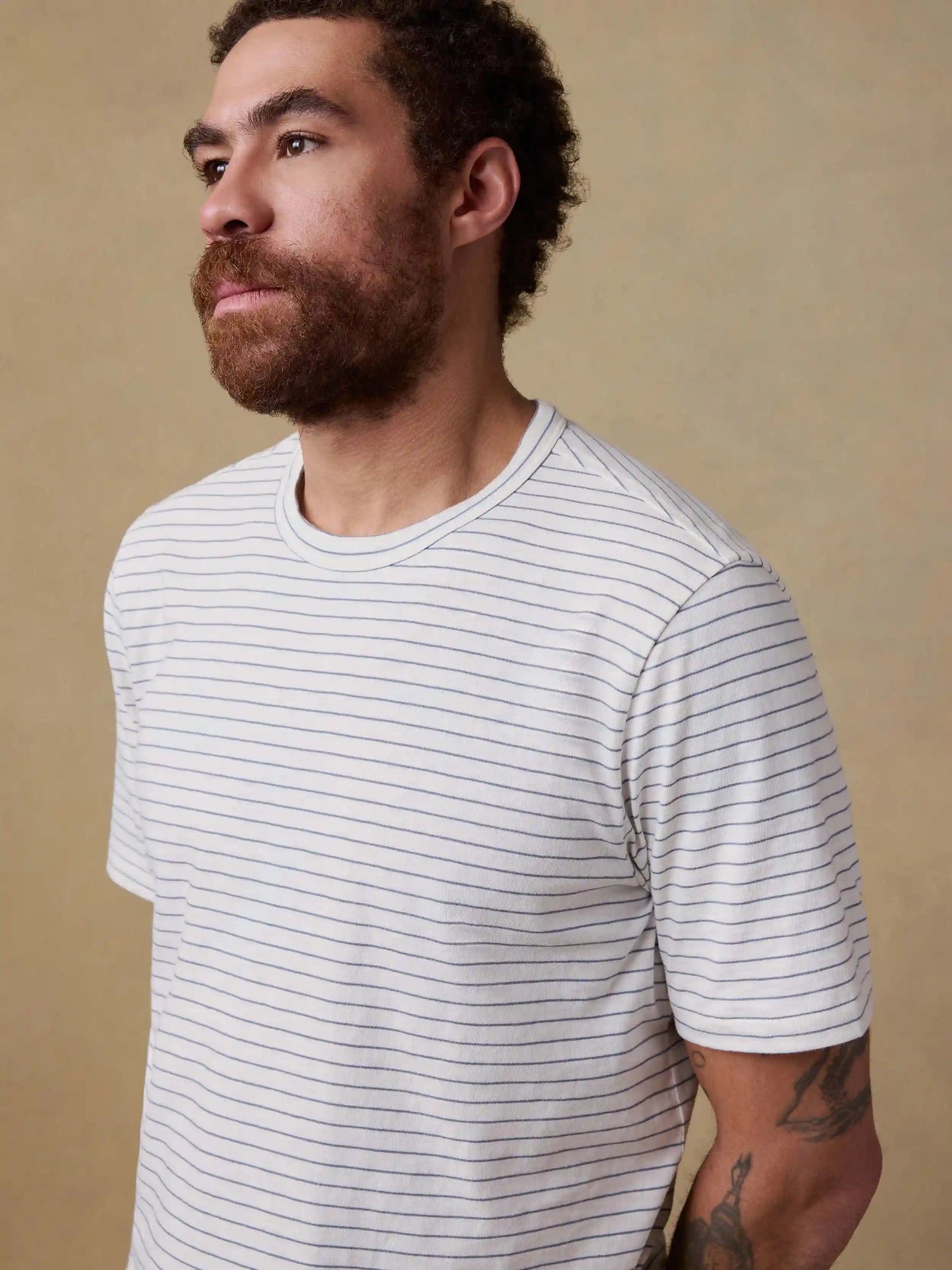 Sunwashed Regenerative Tee - Cream Flint Stripe