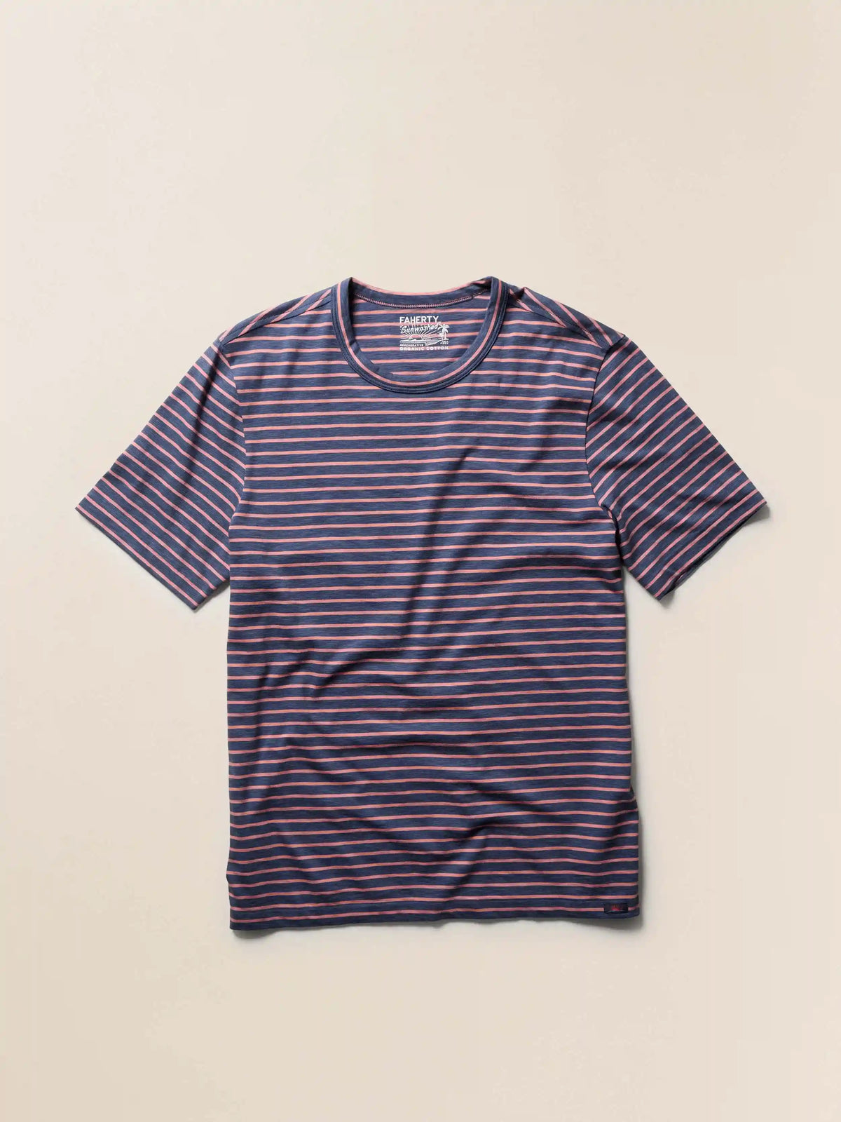 Sunwashed Regenerative Tee - Navy Rose Stripe