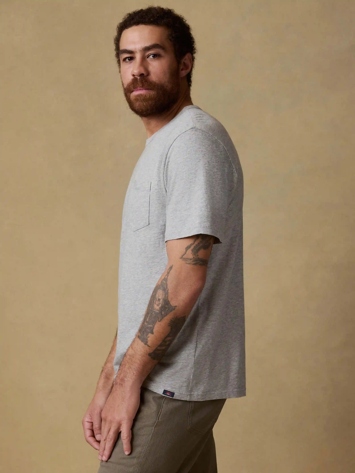 Sunwashed Regenerative Pocket Tee - Granite Heather