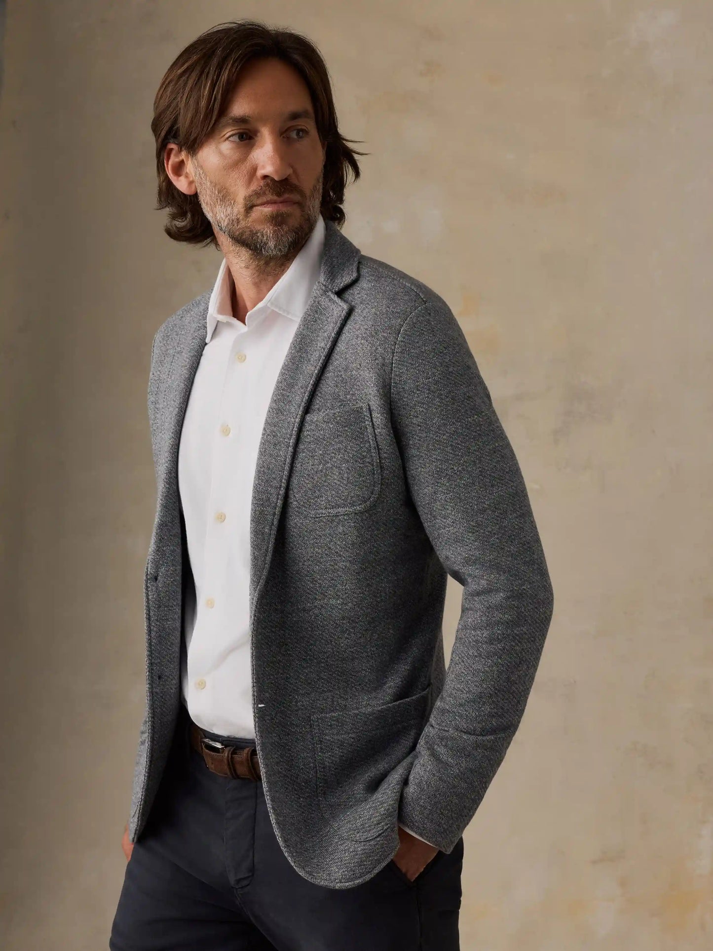 Inlet Knit Blazer - Medium Grey Melange
