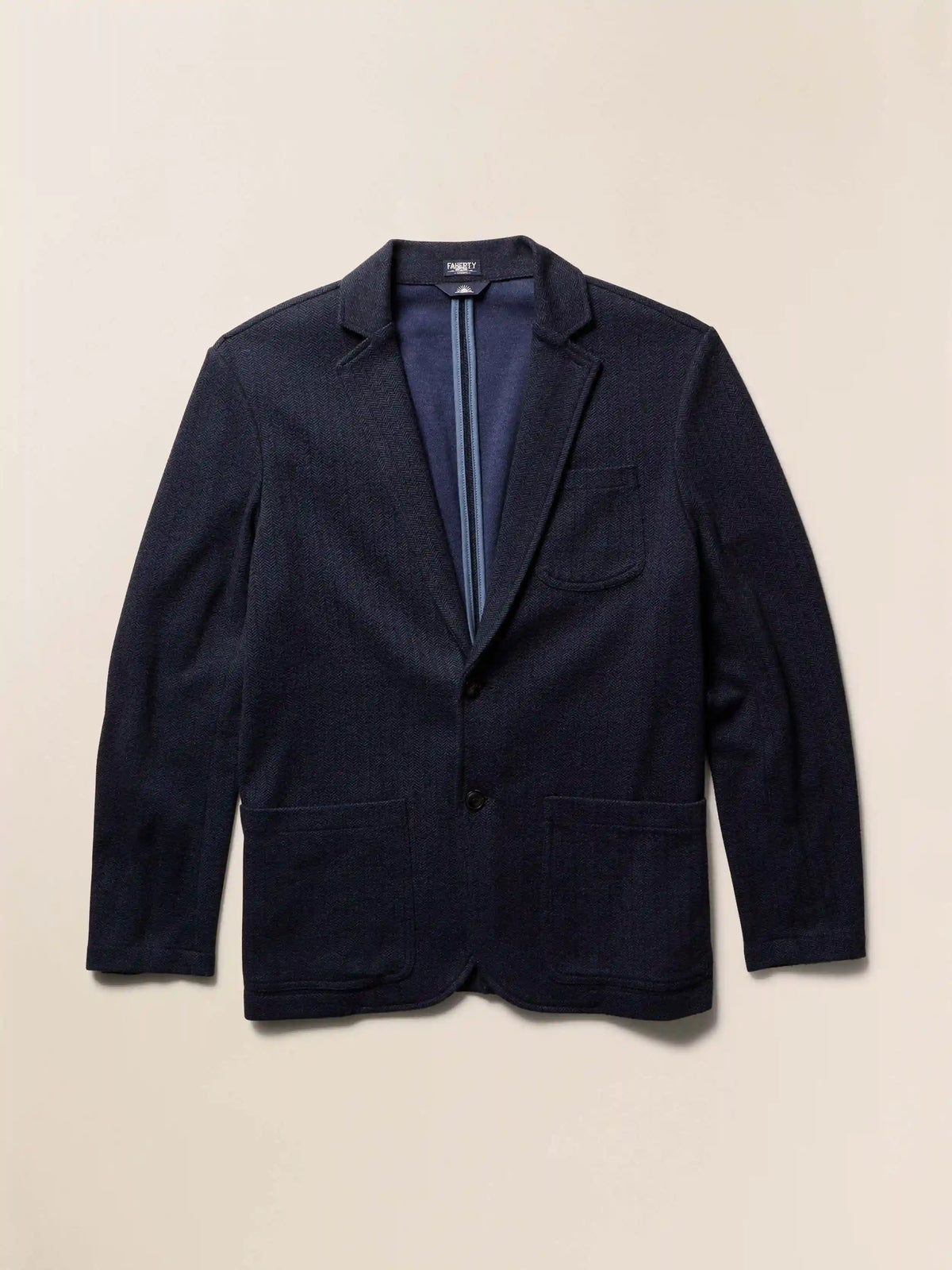 Inlet Knit Tweed Blazer - Navy Twilight Herringbone