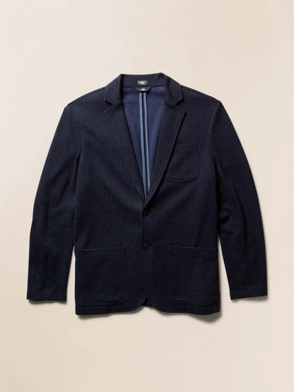 Inlet Knit Tweed Blazer - Navy Twilight Herringbone