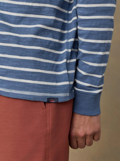 Sunwashed Organic Hoodie - Breaker Blue Breton Stripe