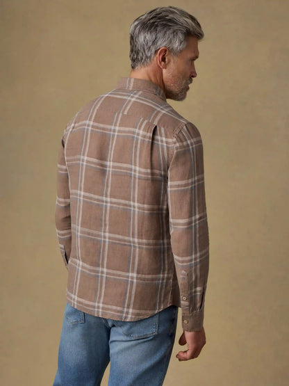 Laguna Linen Shirt - Driftwood Coast Plaid