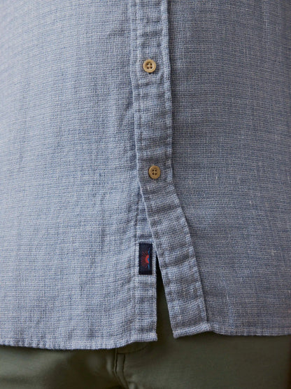 Short-Sleeve Palma Linen Shirt - Blue Basketweave