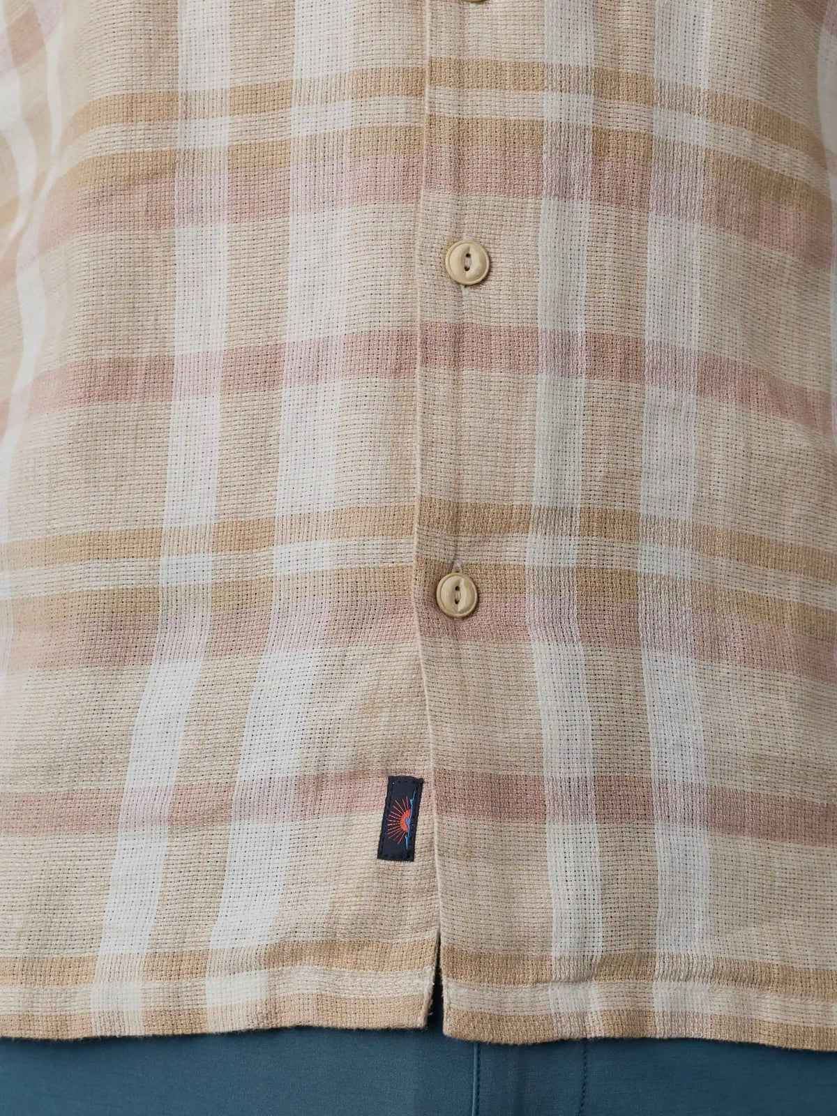 Short-Sleeve Palma Linen Camp Shirt - Mauve Sand Plaid