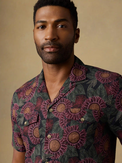 Short-Sleeve Reserve Basque Camp Shirt - Black Floral Road