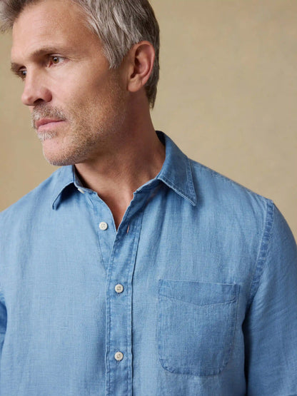 Indigo Laguna Linen Shirt - Brookshore Wash