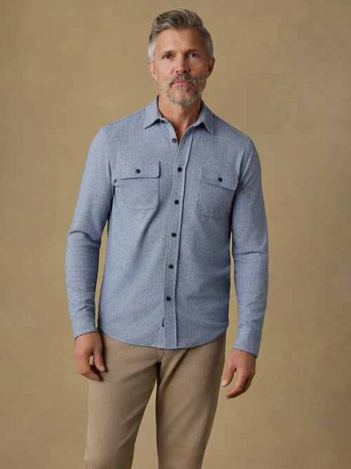 Legend™ Sweater Shirt - Dusty Blue Herringbone