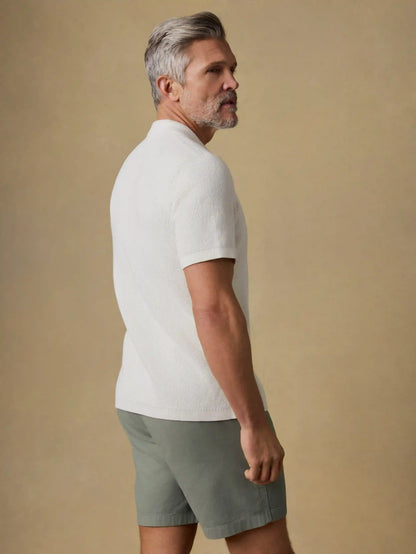 Short-Sleeve Sunwashed Sweater Shirt - White Shell