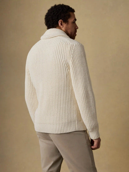 Pima Cotton Cardigan - Ivory Vista