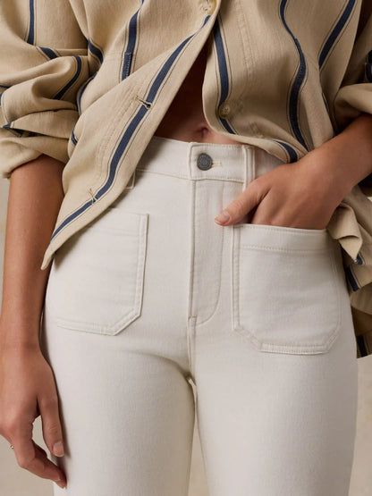 Stretch Terry Patch Pocket Pant - Egret