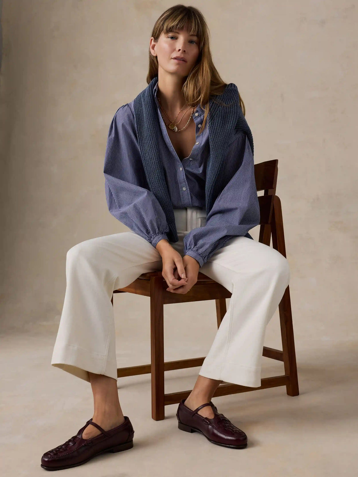 Stretch Terry Patch Pocket Ankle Pant - Egret