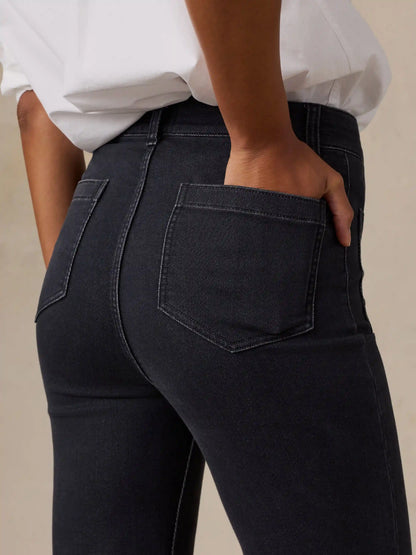 Stretch Terry Patch Pocket Ankle Pant - Onyx Black