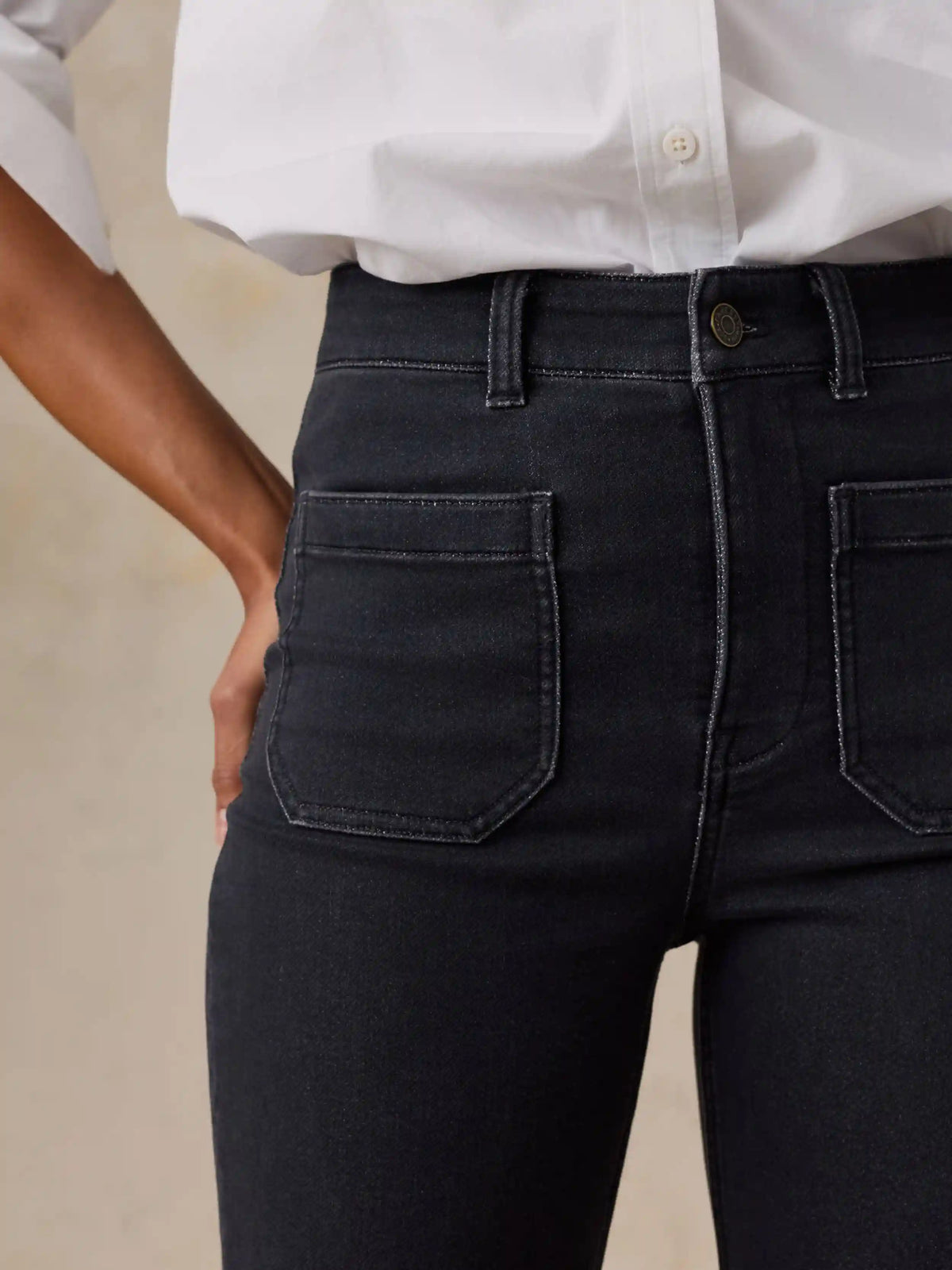 Stretch Terry Patch Pocket Ankle Pant - Onyx Black