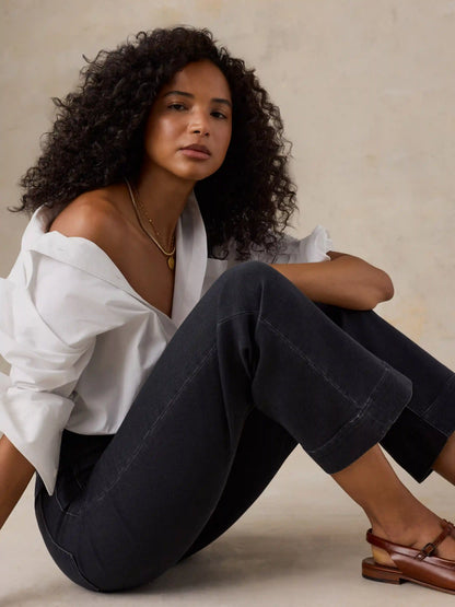 Stretch Terry Patch Pocket Ankle Pant - Onyx Black