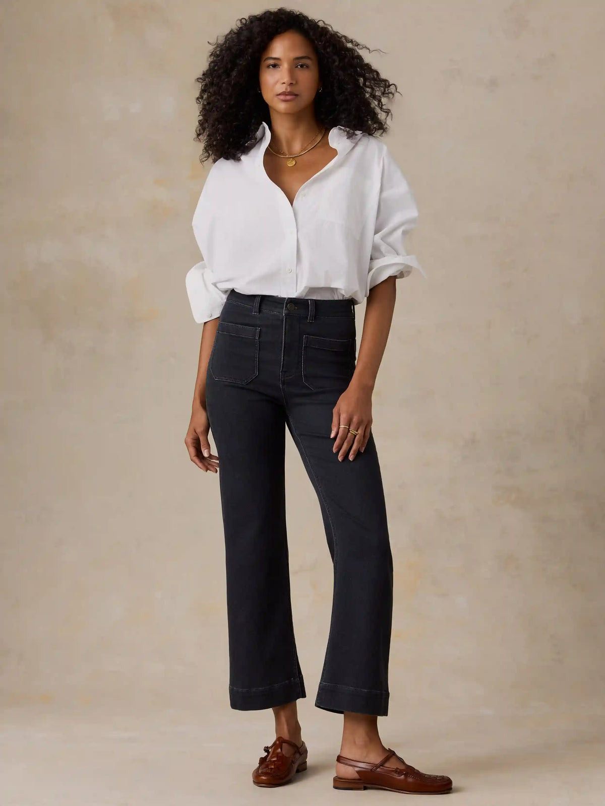 Stretch Terry Patch Pocket Ankle Pant - Onyx Black