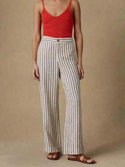 Sun Strider Linen Pant - Cocoa Grove Stripe