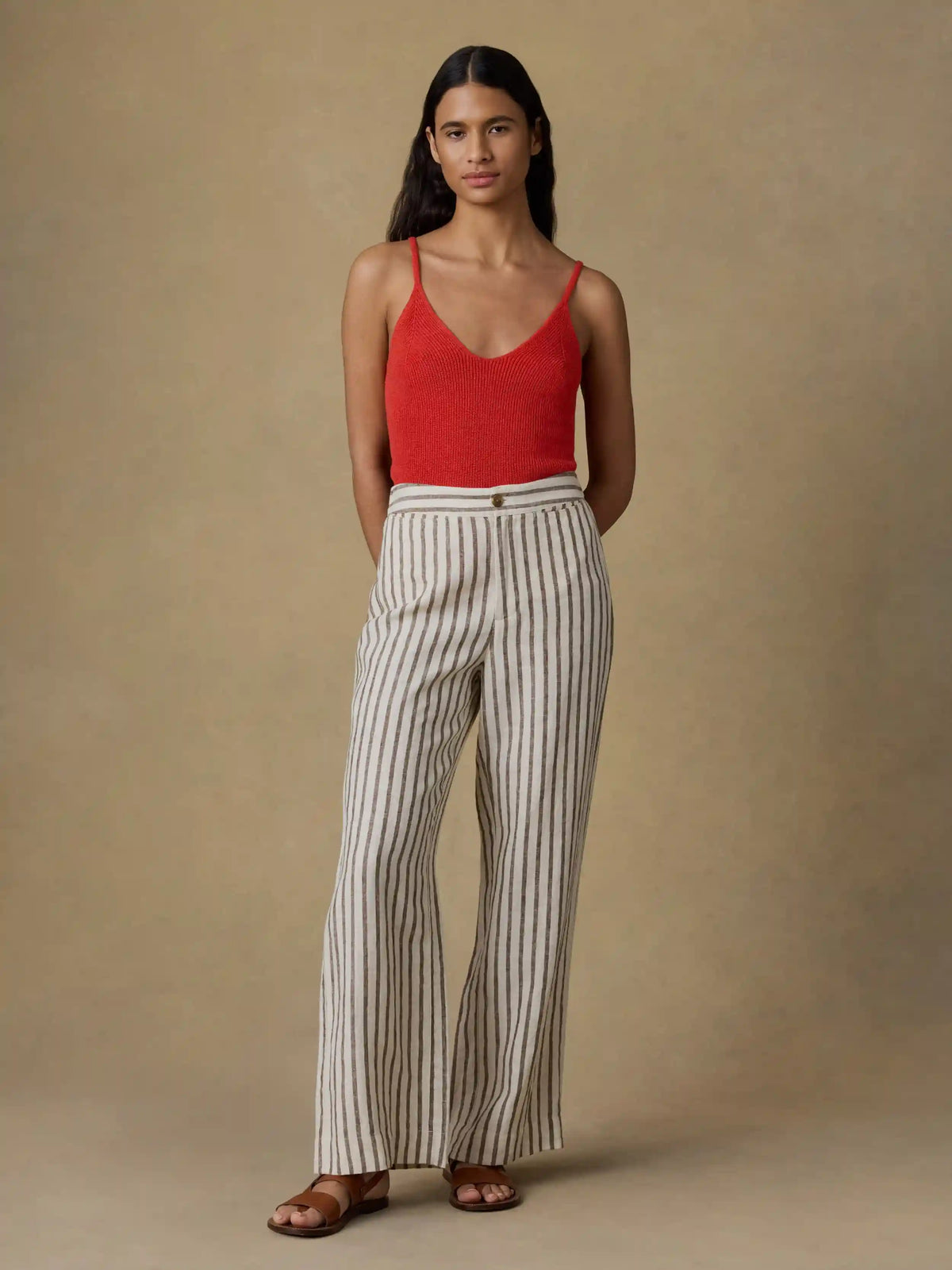 Sun Strider Linen Pant - Cocoa Grove Stripe