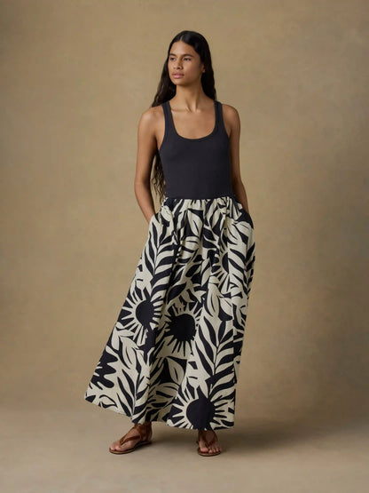 Coastal Poplin Nera Skirt - Garden Sonata