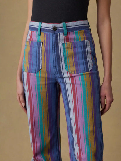Sunset Denim Patch Pocket Pant - Painted Row Stripe