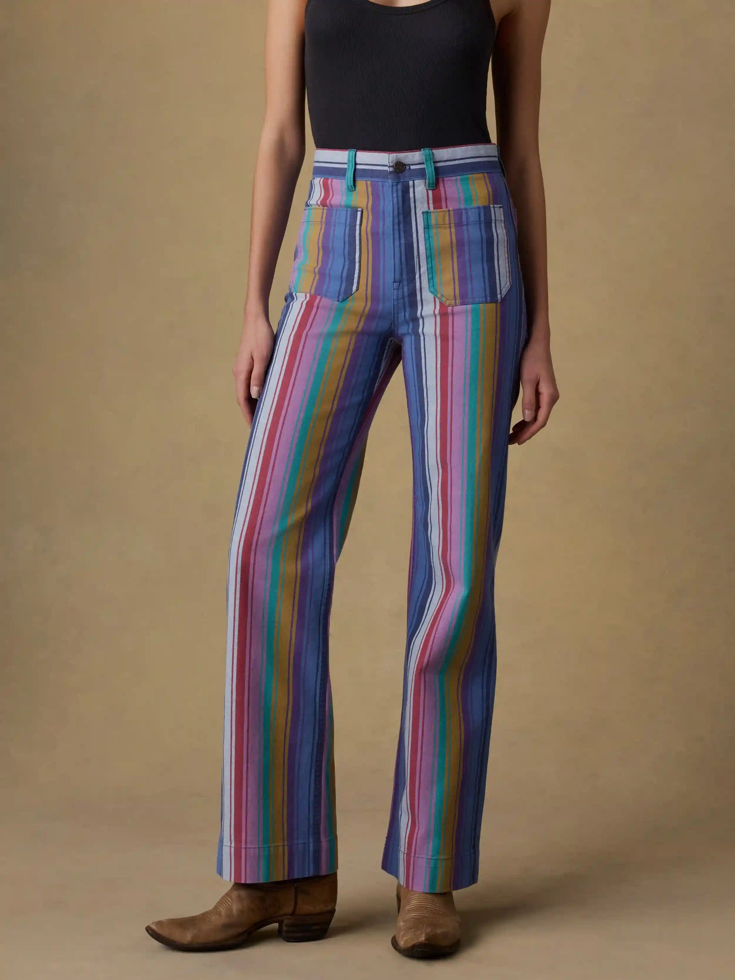 Sunset Denim Patch Pocket Pant - Painted Row Stripe