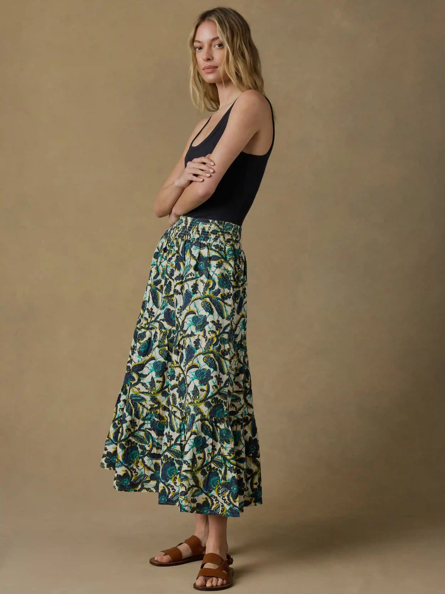 Montecito Linen Maxi Skirt - Tropics