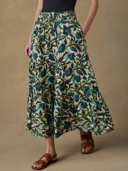 Montecito Linen Maxi Skirt - Tropics