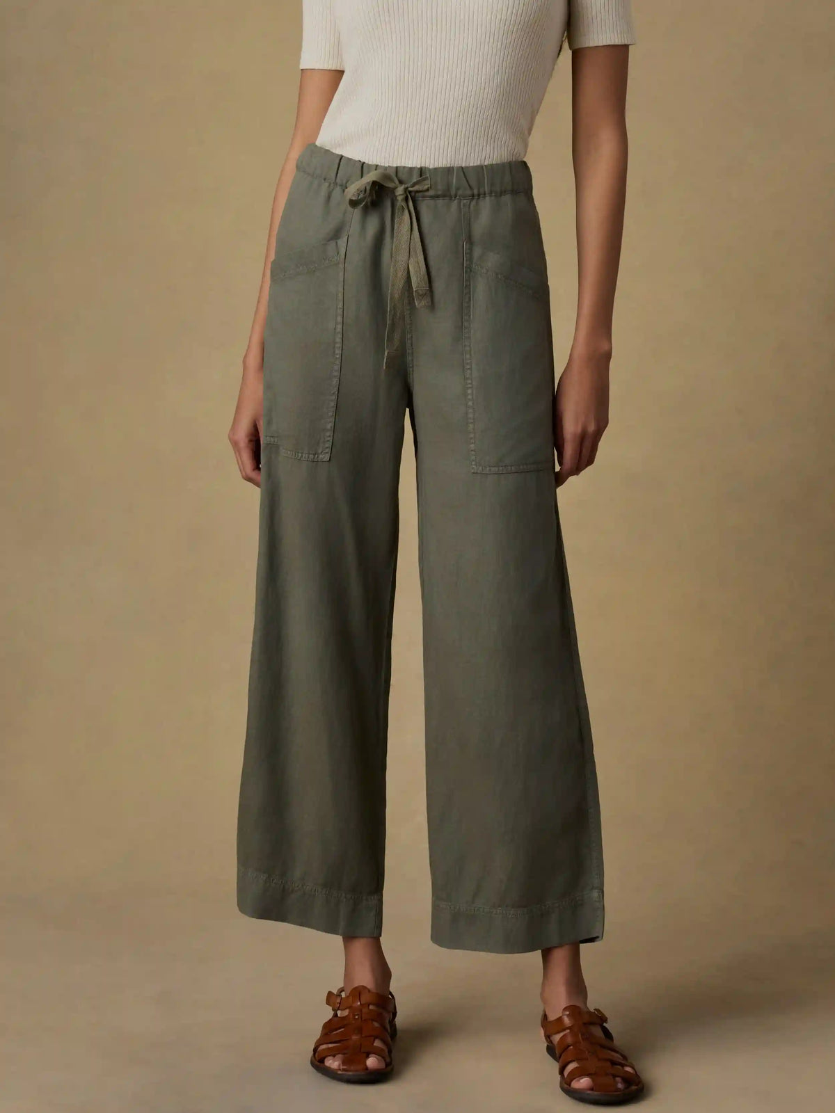 Topanga Drape Ankle Pant - Thyme