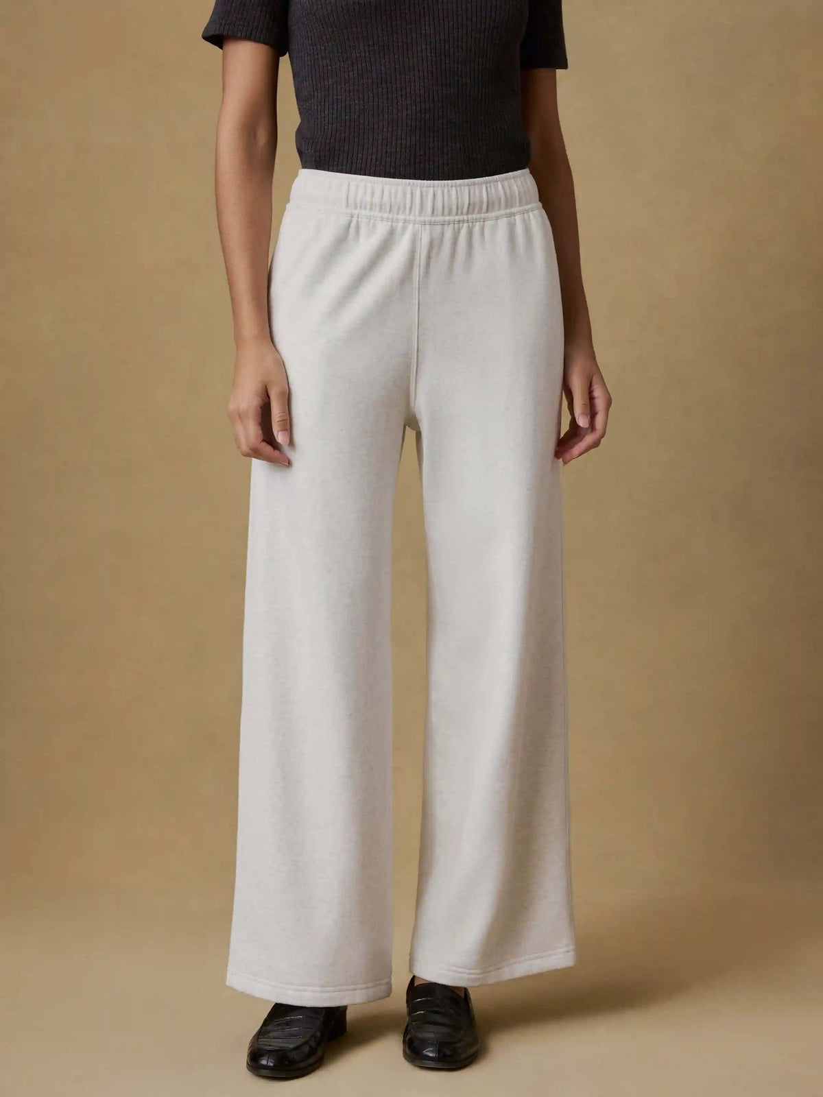 High Standard Fleece Wide Leg Sweatpant - Ice Grey Heather