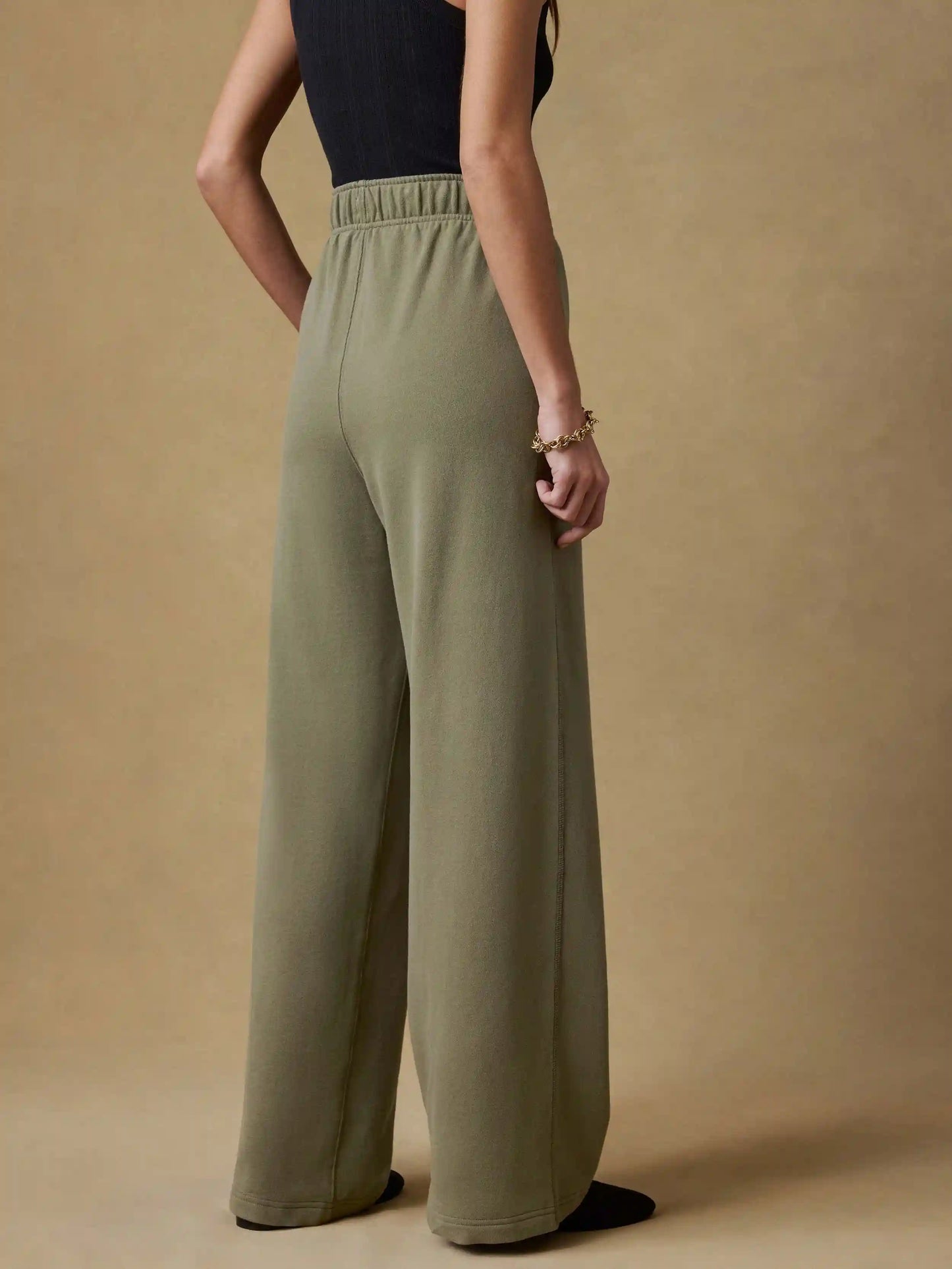 High Standard Fleece Wide Leg Sweatpant - Island Olive