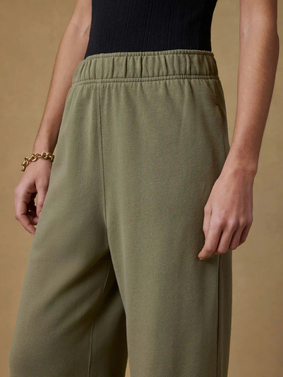 High Standard Fleece Wide Leg Sweatpant - Island Olive