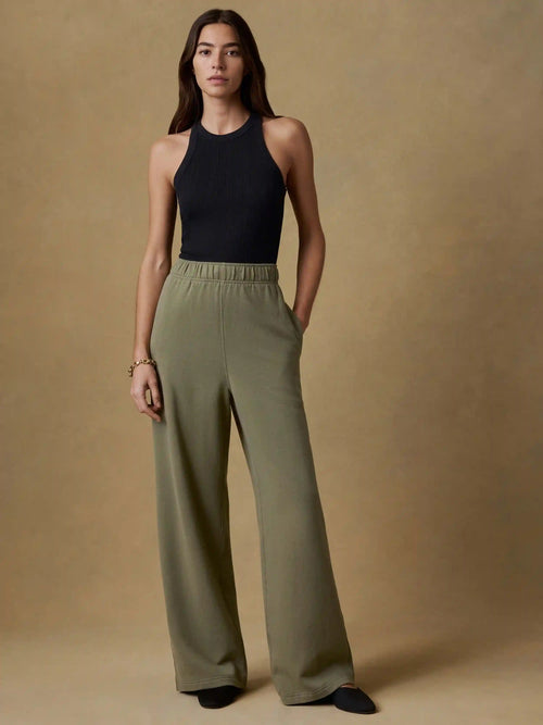 High Standard Fleece Wide Leg Sweatpant - Island Olive