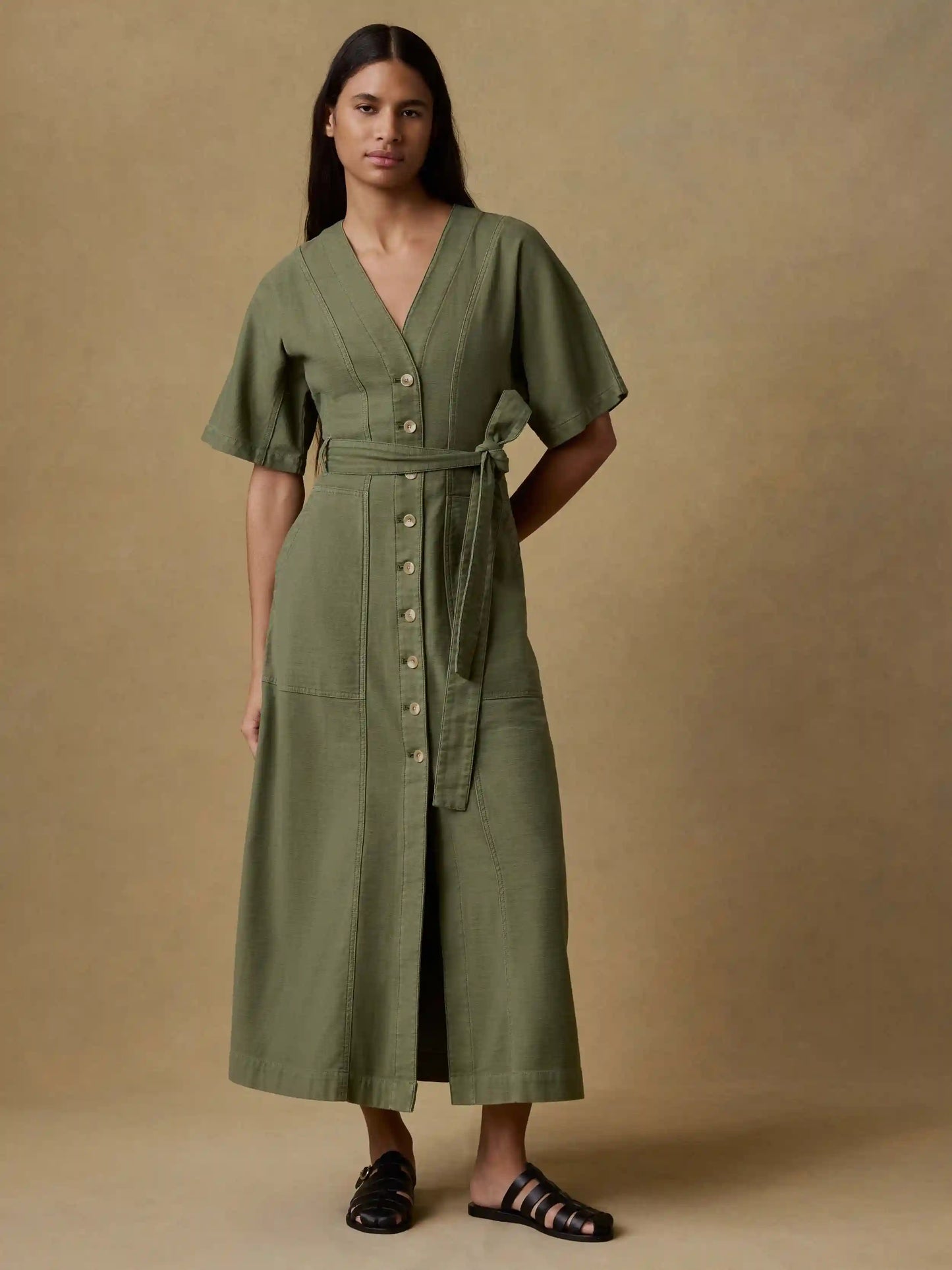 Soft Stretch Camille Dress - Moss