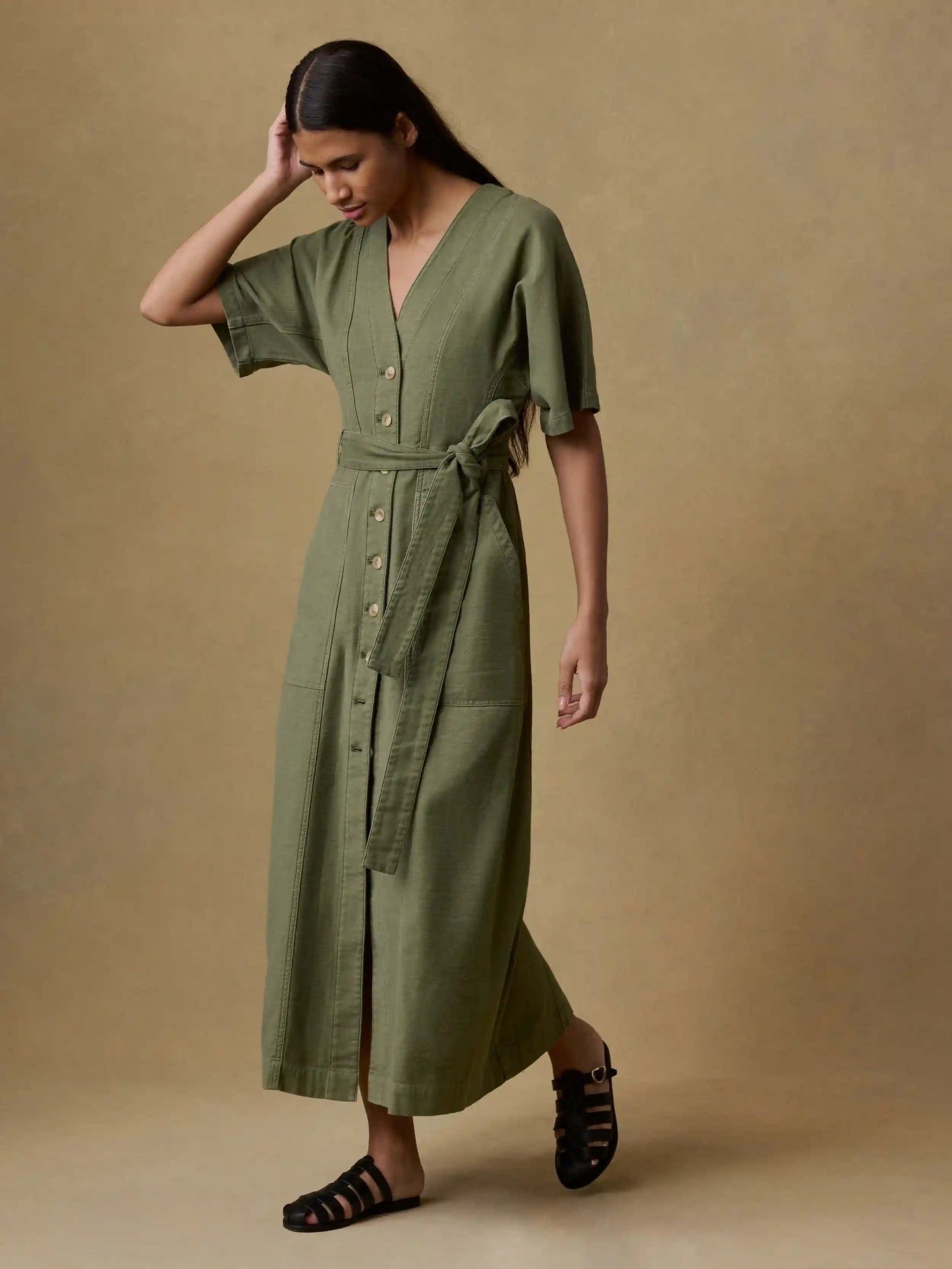 Soft Stretch Camille Dress - Moss