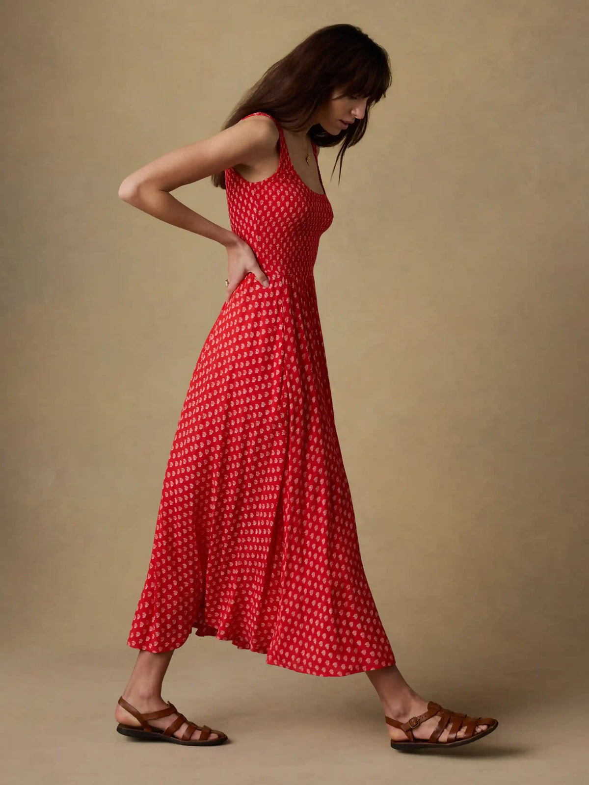 Sophia Smocked Dress - Red Lotus Floral