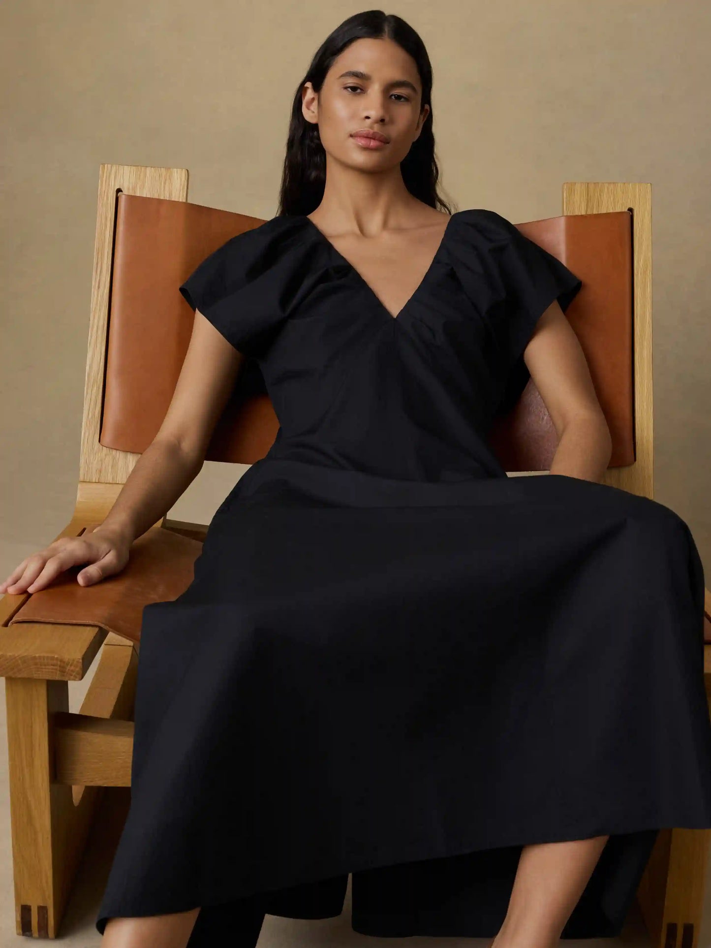 Coastal Poplin Bondhi Dress - Black