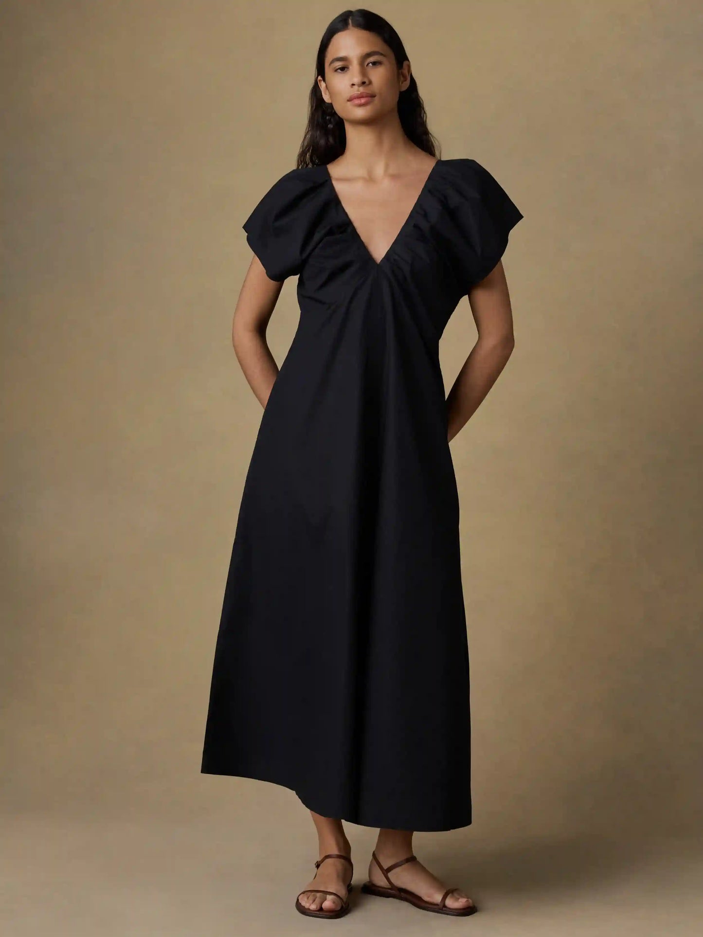 Coastal Poplin Bondhi Dress - Black