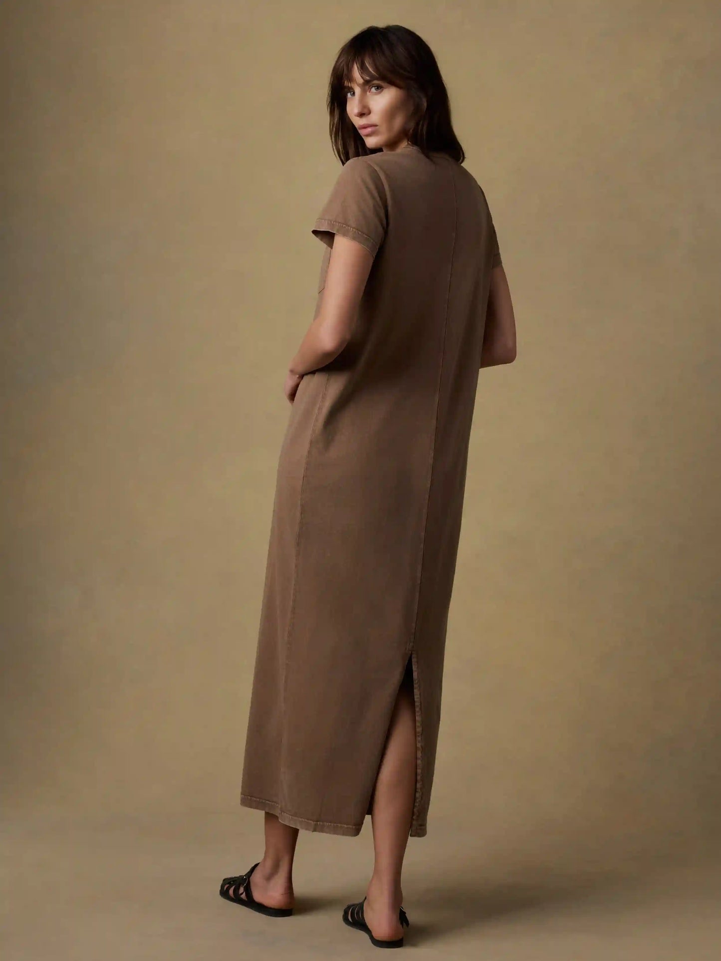 Recycled Cotton Jersey T-Shirt Dress - Alpine Brown
