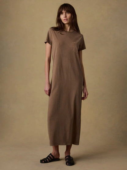 Recycled Cotton Jersey T-Shirt Dress - Alpine Brown